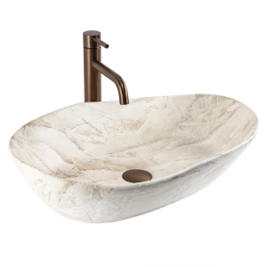Umywalka EMILIA RENO beż matowa ceramiczna kamień Rea