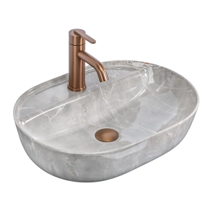Umywalka AURA 51 KASHMIR szara ceramiczna nablatowa Rea