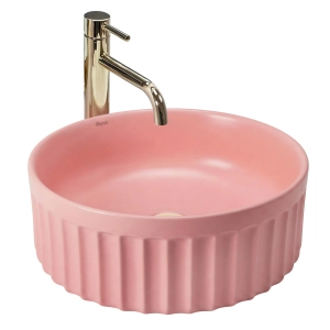 Umywalka DUO PINK różowa mat ceramiczna ryflowana Rea