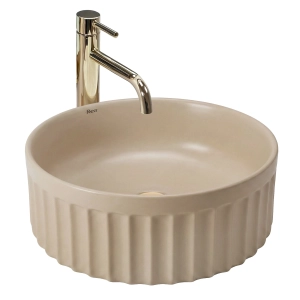 Umywalka DUO CAFFE LATTE mat ceramiczna ryflowana Rea