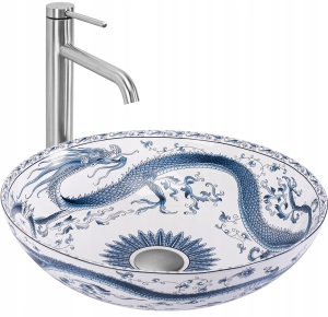 Umywalka KIOTO ceramiczna nablatowa wzór orientalny Rea